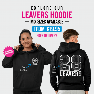 school leavers hoodie with names inside year number
