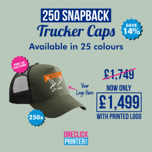 250x Snapback Trucker Baseball Cap with Logo Printed